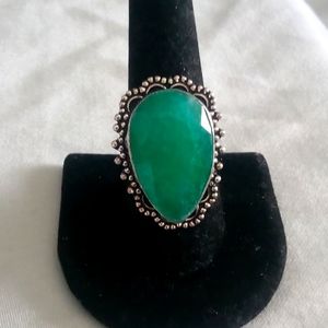 40ct natural emerald cocktail ring Size 8
